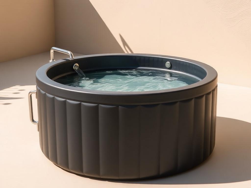 Professional insulated cold plunge tub filled with water