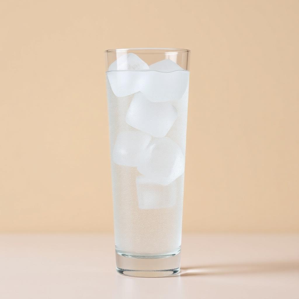 Clear sparkling electrolyte drink in a tall glass with ice
